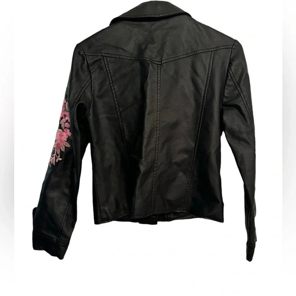 Girls Art Class Outerwear Faux Leather Jacket w/Bracelet - Black/Pink size L - Picture 2 of 6